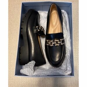 Michael Antonio Black Loafers with Gold Chain